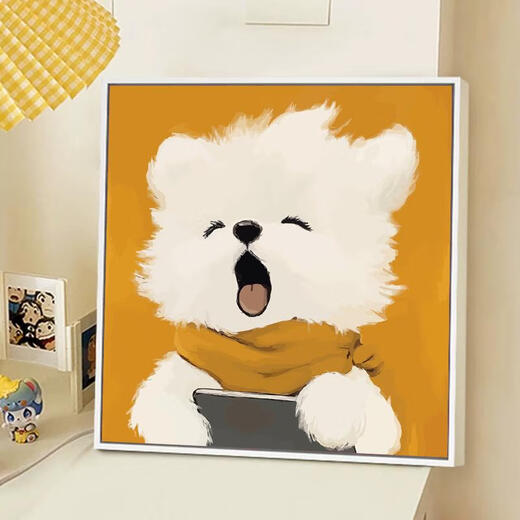 Yu senyi kritzelte Welpe Cartoon niedliche Bibie digitales Ölgemälde DIY handbemalte Acrylfüllung Füllung Färbung handgefertigte benutzerdefinierte xh12611 60*60 cmps kostenloser Baugruppe Schwarzer Rahmen andere Farben