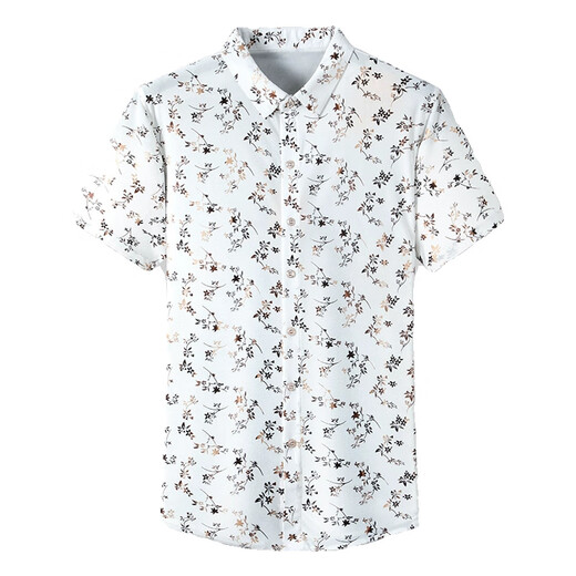 
Seven Wolfs (SW1960) 25 summer new men's short-sleeved shirt ice silk thin printed shirt fashion trend casual daddy top 9898 gold 2XL 180