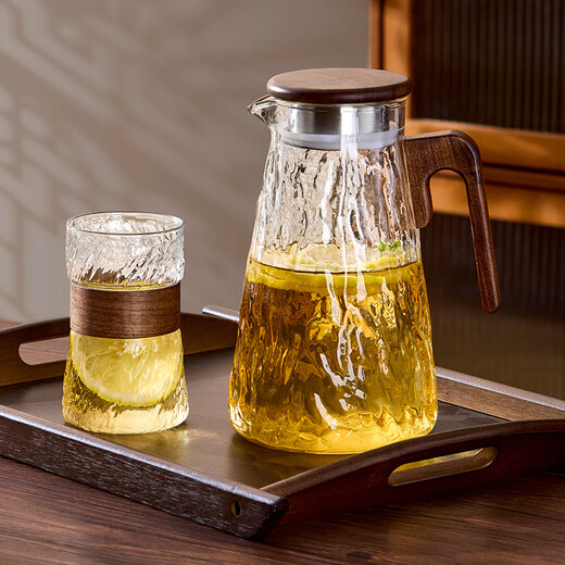 Yupinjia Cooling Kettle Set Home Large Capacity Tea Health Kettle Cooling Kettle Glass Cup Tea Cup Water Cup Coffee Cup Complete Set Kettle Set One Pot Six Cups + Tea Tray