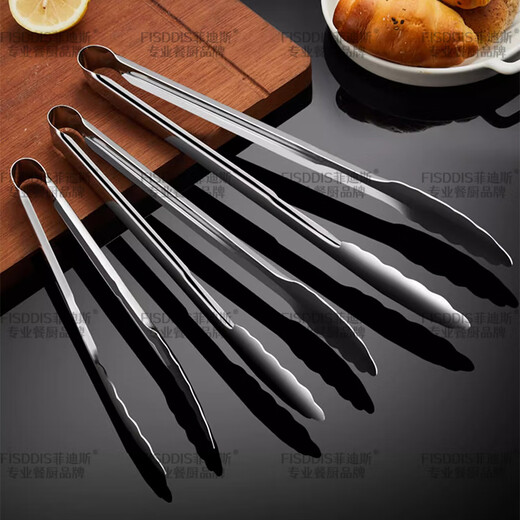 FISDDIS 304 stainless steel food clip food clip 9-inch buffet clip steak barbecue clip cake bread clip baking clip