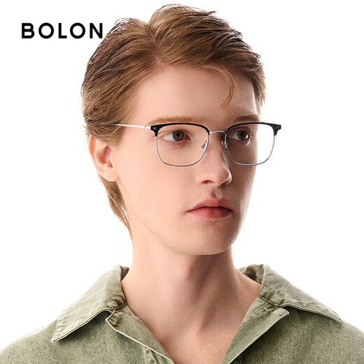 BOLON暴龙近视眼镜25年王鹤棣同款新品钛框男复古休闲镜框BA7009 B15