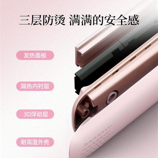 Lena straight plate clip curling iron dual-purpose negative ion hair straightening tool for women electric straightening plate perming splint gift portable straightening iron LN-508C powder