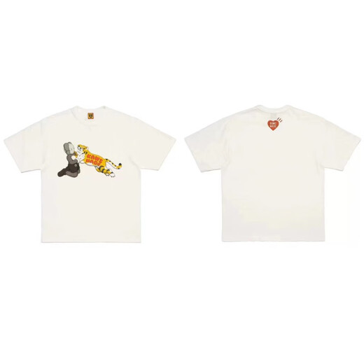 Lee Kids японский американский модный бренд Human Dragon Year Limited Shore-Teared Men Пара летняя мультипликационная футболка для животных женская топ-3892 Black S