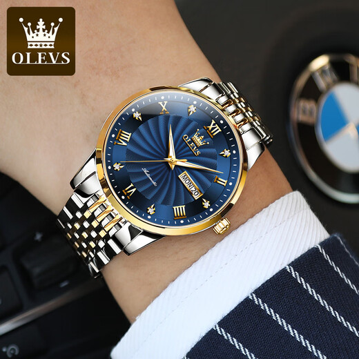 Schweizer authentisch zertifizierter Code Vollautomatischer mechanischer Herren Uhr Waterdes leuchtend trendy und vielseitige Herrenbeobachtung Steel Belt-6630 Herren Uhren-Gold-Grey-Oberfläche