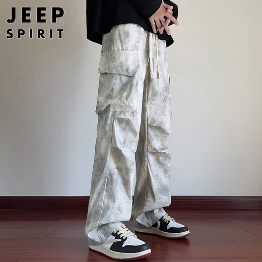 JEEP SPIRIT Jeep overalls men's long pants men's wide-leg casual pants men's straight autumn and winter high-end American trendy sports pants