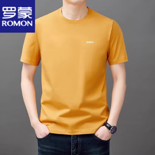 罗蒙（ROMON）短袖t恤男夏季新款中青年圆领宽松透气半袖上衣服休闲凉感体恤衫 YS9929黑色【带标】 M 105【90-120斤】