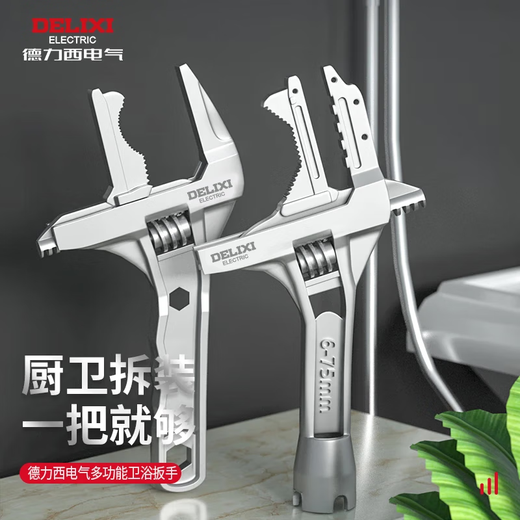 Delixi Bathroom Wrench Tool Multifunctional Short Handle Large Opening Repair Board Sewer Pipeline Air Conditioning Lift End Wrench