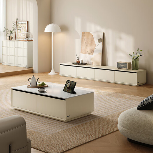 Lin's home TV cabinet living room home floor-standing slate coffee table combination RI1M