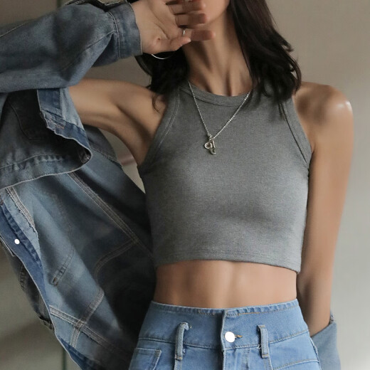 维多利亚的格调小吊带背心女款内搭夏外穿运动无袖T恤设计感短款上衣工字遮副乳 3897黑色【打底/外穿/港风/无袖/ M