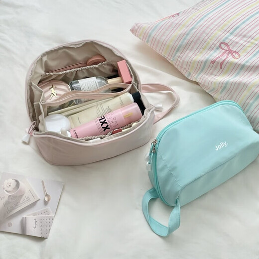 High-end 2025 new simple cosmetic bag for women ins travel storage bag portable large capacity toiletry bag pink