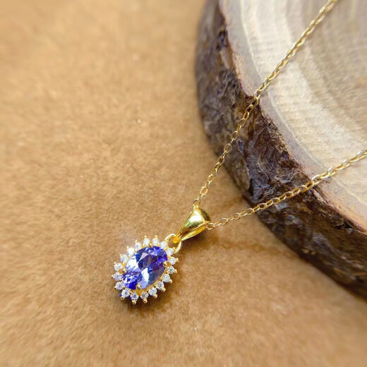 Fat Donglai purchases the same tanzanite pendant 925 sterling silver necklace inlaid with oval 5 7/6 8/8 10/1 natural tanzanite pendant 57 yellow gold color belt