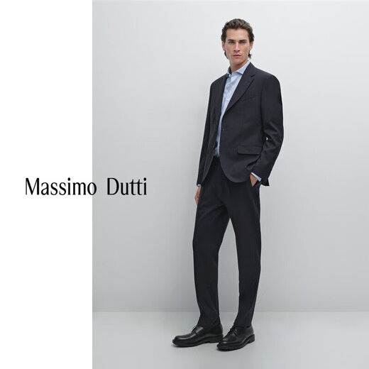Massimo Dutti autumn new product 2025 men's smart commuter style gentleman wool blended suit jacket 03502502 Navy blue 46 (175/92A) size is small