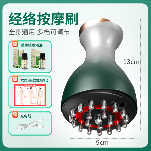 DIKTT Germany General-purpose electric meridian brush for the whole body, smart massage and abdominal rub brush, belly massage instrument to clear the body, general-purpose abdominal rub instrument, heating, vibration and scraping multi-function, intelligent electric meridian brush + 10ml mugwort and ginger essential oil * 2 + acupuncture point map 6-year warranty