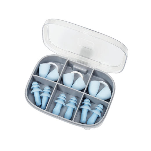 Earplugs for swimming, waterproof swimming nose clip, waterproof silicone nose plug, diving equipment, unisex suit, water park children's must-have, blue L size 1-piece set