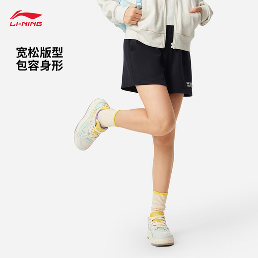 李宁迪士尼米奇联名系列丨短卫裤女2025新款休闲宽松运动裤AKSV692