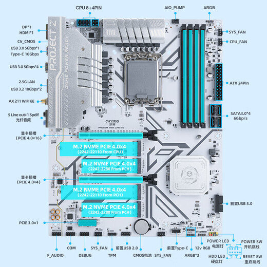 Erying Motherboard/Z690 White Computer Desktop Matx New WiFi Собранная материнская плата DDR5 Z790-Argb-Wifi-DDR5