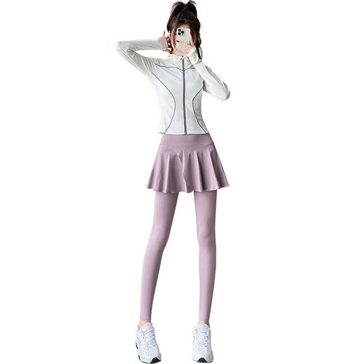 LULULOMDDW Sports Suit Women's 2025 New Pilates Yoga Wear Fitness Clothes Pants Morning Running Suit Quick-Drying Clothes Badminton Skirts Jacket Rose Red M (Please refer to bust and waist for size selection)