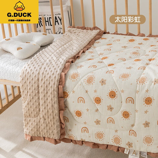 G.DUCKKIDS baby blanket beanie velvet comfort quilt pure cotton gauze blanket universal for all seasons children kindergarten nap quilt colorful dots 100*100CM