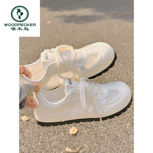 Specht Sommer atmungsaktiv und instabile Frauenschuhe Mesh Schuhe mit Rock weiße Schuhe Vielseitige Ballerina Trainingschuhe flache Schuhe 3527 Beige 36