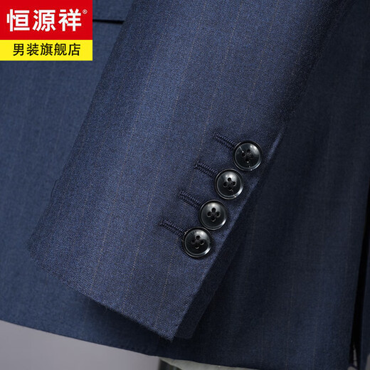 Hengyuanxiang Light Luxury Brand Men's Cashmere Suit Suit Spring and Autumn Middle-aged Business Formal Wool Suit Wedding Groom's Jacket 1007 Blue Suit Double Slit XL 180/50B