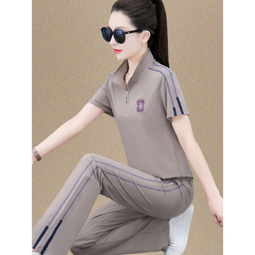 Tachimis Touch Miss Fashion Casual Set Frauen Sommer Neue Eisdraht atmungsaktives einfaches schlankes Beinhose Zweiteiler königsblauer Set M [Vorgeschlagen 80-100jin [Jin entspricht 0,5 kg]]]