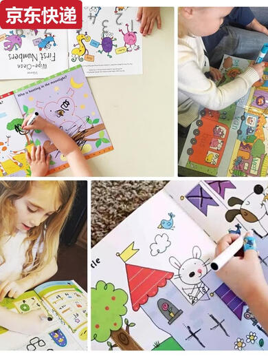 Blaue Farbe HE Kindergärtner Stiftkontrolle Training Einführungskopiekopie Kinder Englisch Alphanumeric Trace Book Praxis 4-jährige 3 Babys Erlöser pen-3-Pakete-Pen-Stangen-Farbe zufällig