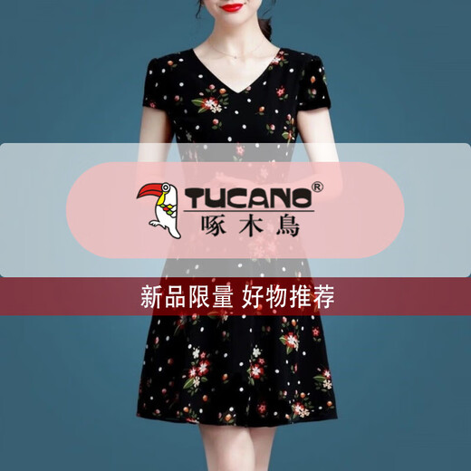 啄木鸟冰丝连衣裙2025新款高档女装气质减龄短袖中年妈妈夏季裙子女夏 冰丝9905裙 M 100斤内