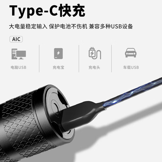 飒望【德国】手电筒强光可充电超亮长续航远射便携家用户外耐用大容量 9900K普亮_单档调光_USB直充