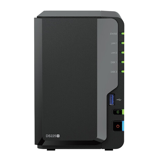 群晖（Synology） DS225+四核心 两盘位 NAS 网络存储服务器 企业团队办公 私有云 文件共享备份 黑色 8TB版（含2块群晖原厂4TB硬盘）