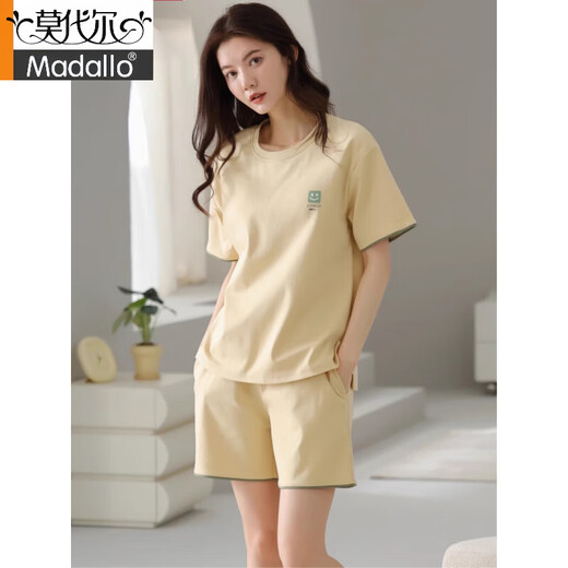 莫代尔睡衣女2025夏季新疆棉短袖短裤简约休闲棉质薄款家居服套装可外穿 Z9859 M 建议80-100斤