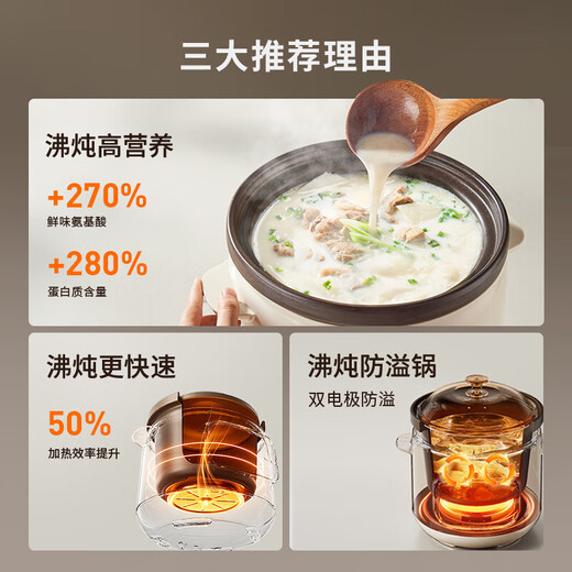 Joyoung Electric Stew Pot 5L Government Subsidy Stew Pot for Household 5-8 People Purple Clay Pot Electric Casserole Soup Pot Fully Automatic Ceramic Electric Stew Pot Electric Stew Cup for Stewing Soup and Porridge 30 Minutes Fast Stewing Soup GD508 5L