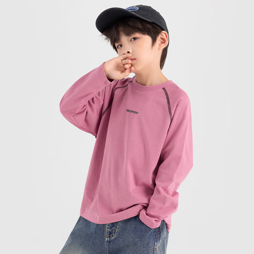 Duojia boys' T-shirt 2025 autumn American three-needle five-thread printed long-sleeved outdoor sports children's pure cotton breathable top