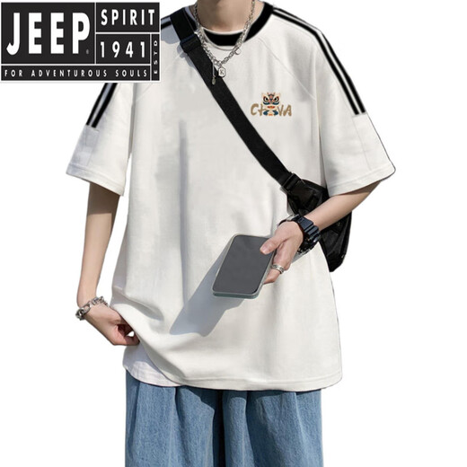 Jeep Spirit American rétro à manches courtes à manches courtes Summer 2025 Nouveau design lâche Niche Ins Top [3895 * WASP] White M 85-120Jin [Jin est égal à 0,5 kg]