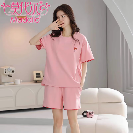 莫代尔2025年新款睡衣女夏季纯棉短袖短裤甜美休闲运动家居服套装可外穿 Z9859 L 建议100-120斤穿