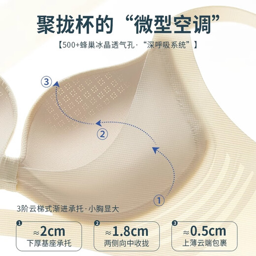 Carey Kay summer thin underwear for women, small breasts gathered, no steel ring bra cool, breathable, side-closed breasts, anti-sagging bra, clear sky blue-single bra M (34/75AB recommended)