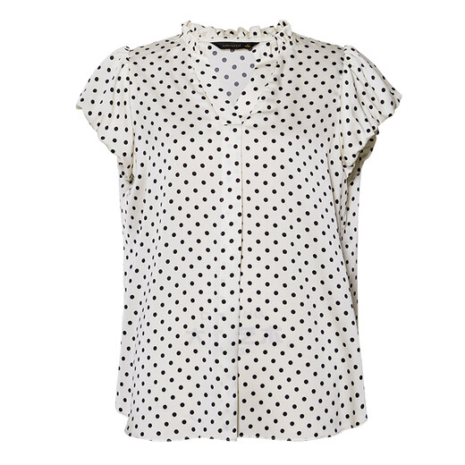ROEYSHOUSE LOOKI Intellectual Professional V-neck Polka Dot Shirt 2025 Summer New Elegant and Versatile Satin Loose Top 12352 Polka Dot XL