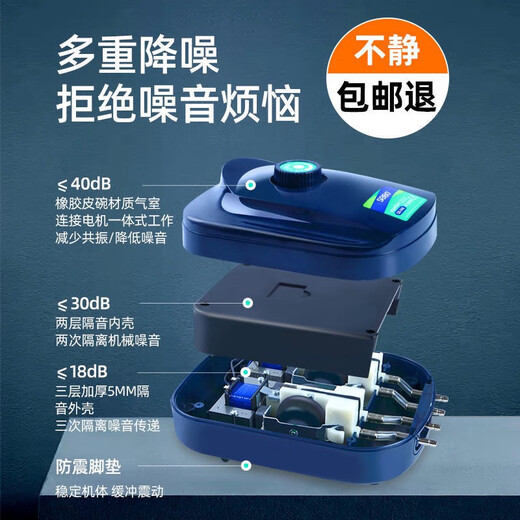 文枝静音增氧泵鱼缸氧气泵大功率增氧机打氧机充氧泵加氧泵制氧机 SB-738双孔气石套餐
