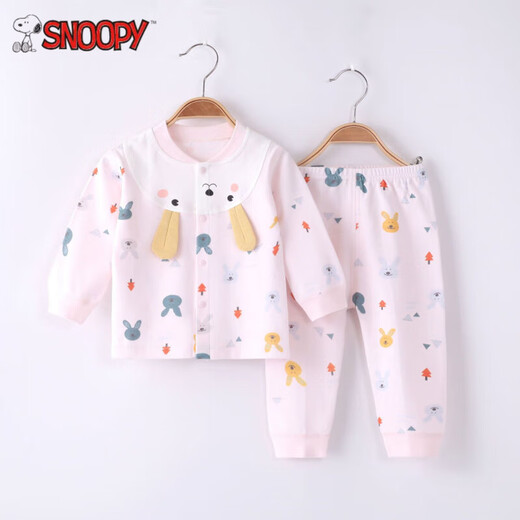 史努比婴儿内衣套装纯棉宝宝分体秋衣秋裤全棉儿童家居服可爱春秋睡衣 粉色12034 66