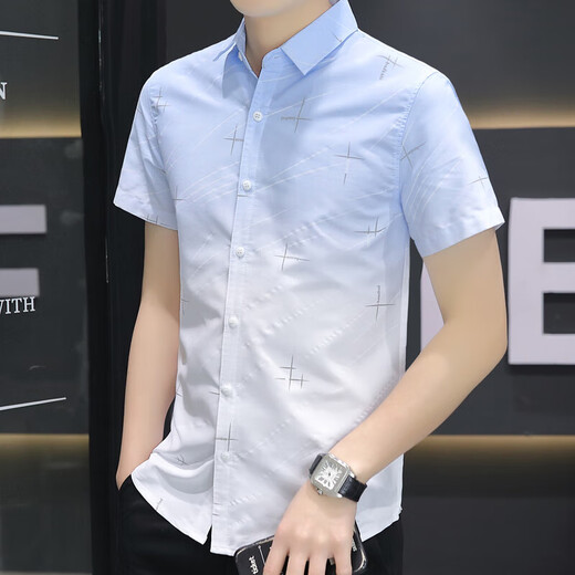 Pang Donglai DL Summer Nouveau maillot à manches courtes Business Men's Casual Shirt Gradient Top HT844 KAKI M 90-105Jin [Jin est égal à 0,5 kg]