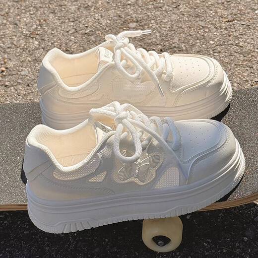 Specht dick gelöste kleine weiße Schuhe für Sommer Frauen 2025 Neue dünne atmungsaktive Frauenschuhe mit Rocksport und Freizeitschuhen für Frauen Weiß 38 (240 mm)
