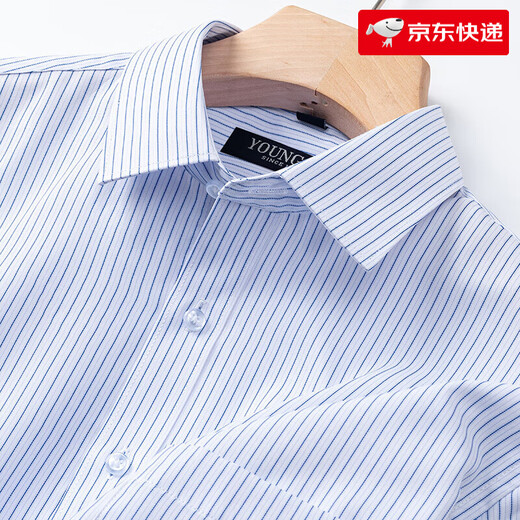 雅戈尔旗舰官方店夏季薄款长袖衬衫男抗皱条纹寸衣中年高端商务休闲 DP#6626 XL 180/108A 44码 身高180-
