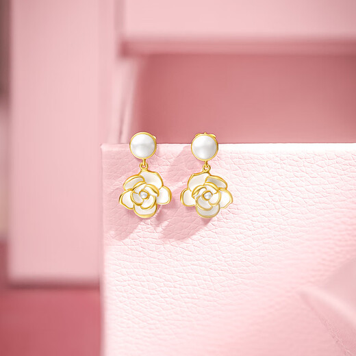 Saturday Fukuyama Camellia Pearl Earrings S925 Silver New Chinese Style Birthday Gift J0913210 Pair