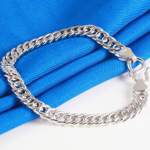 CAOXS925 silver bracelet for men and women platinum bracelet boss chain riding whip chain platinum wheel chain gift husband silver jewelry about 7 mm wide