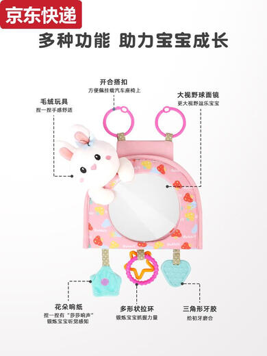 Blue color and car baby safety seat observation mirror, children's car rearview mirror, baby carrier mirror, interior blind spot reflector, bunny-safety seat observation mirror