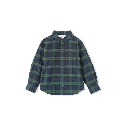 MUJI big children's flannel long-sleeved shirt children's shirt boys and girls children's clothing 25 years winter pure cotton CB1PFA5A dark blue plaid 130/64A