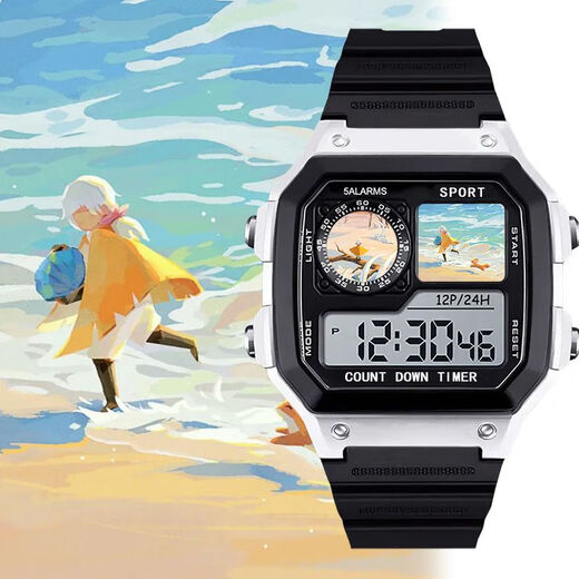 
Sky Light Escape Characters Anime Customized Watch Two-dimensional Smart Small Square Electronic Watch Men and Women's Model Students [Fashion Silver-Electronic Watch] z3882 Light Escape Super Value Gift Pack (Extra Long Battery + Gift Box Packaging)