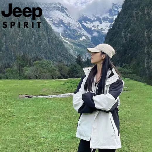 吉普（JEEP）冲锋衣男女秋冬季户外三合一可拆卸外套防风防水情侣登山服男 粉酒红女款 单件外套 5XL 【宽松效果请拍大一码】