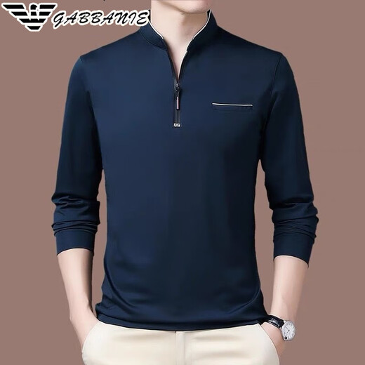 Falamone Armani Herren langärmelige Stand-Collar-T-Shirt High-End Business Cason Cotton Sweatshirt Spring Neues Basishemd Trend GA/6625 Green Plüsch S 165/84a