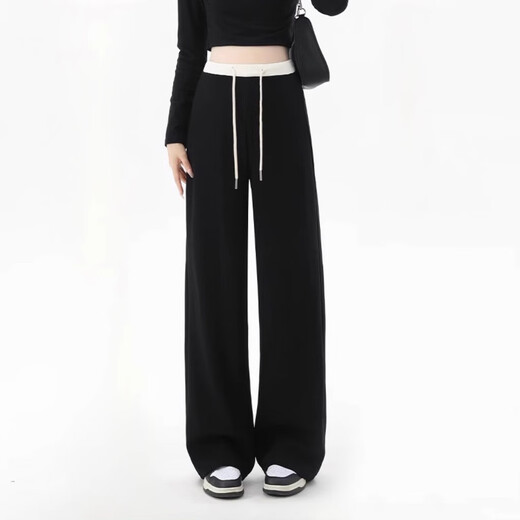 Pantalon de maternité artistique 2025 Nouveau pantalon de sport épissé de couleur contrastée au printemps et automne à l'extérieur du pantalon de la maternité à jambes larges décontractés décontractés