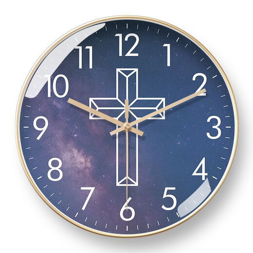 Creative Cross Wall Clock Living Room Bedroom Wall-Mounted Silent Clock Simple Clock Home Wall-Mounted Silent BF3271-Black Frame Golden Needle 8-inch Super Silent Stone Clock